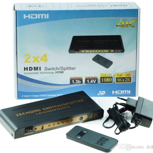 Selector y Spliter HDMI 2inx4out ULTRA HD 4k hasta 20 mts  SP-HDMI24