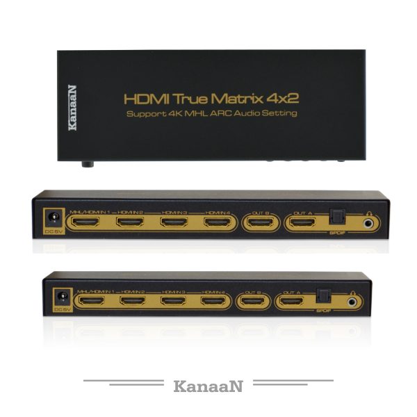 Selector y Splitter HDMI 4×2 ULTRA HD 4k hasta 20 mts  SP-HDMI42